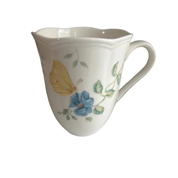 Lenox Butterfly Meadow Mugs Set of 2 12 Oz Fine Porcelain Coffee Cups - Picture 2 of 10